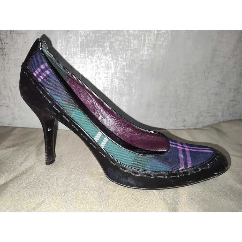 Escada Women's Plaid Multicolor Heels Sz 39.5